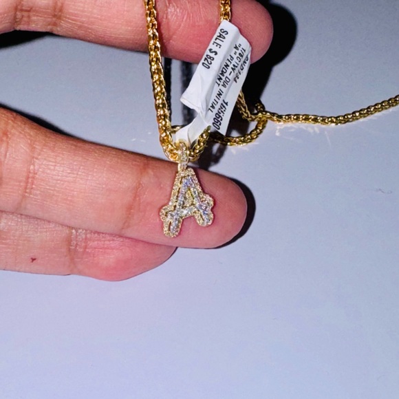 10KT Solid Yellow Gold Natural Diamond “A” Initial Pendant – FREE Appraisal Incl - Picture 4 of 7